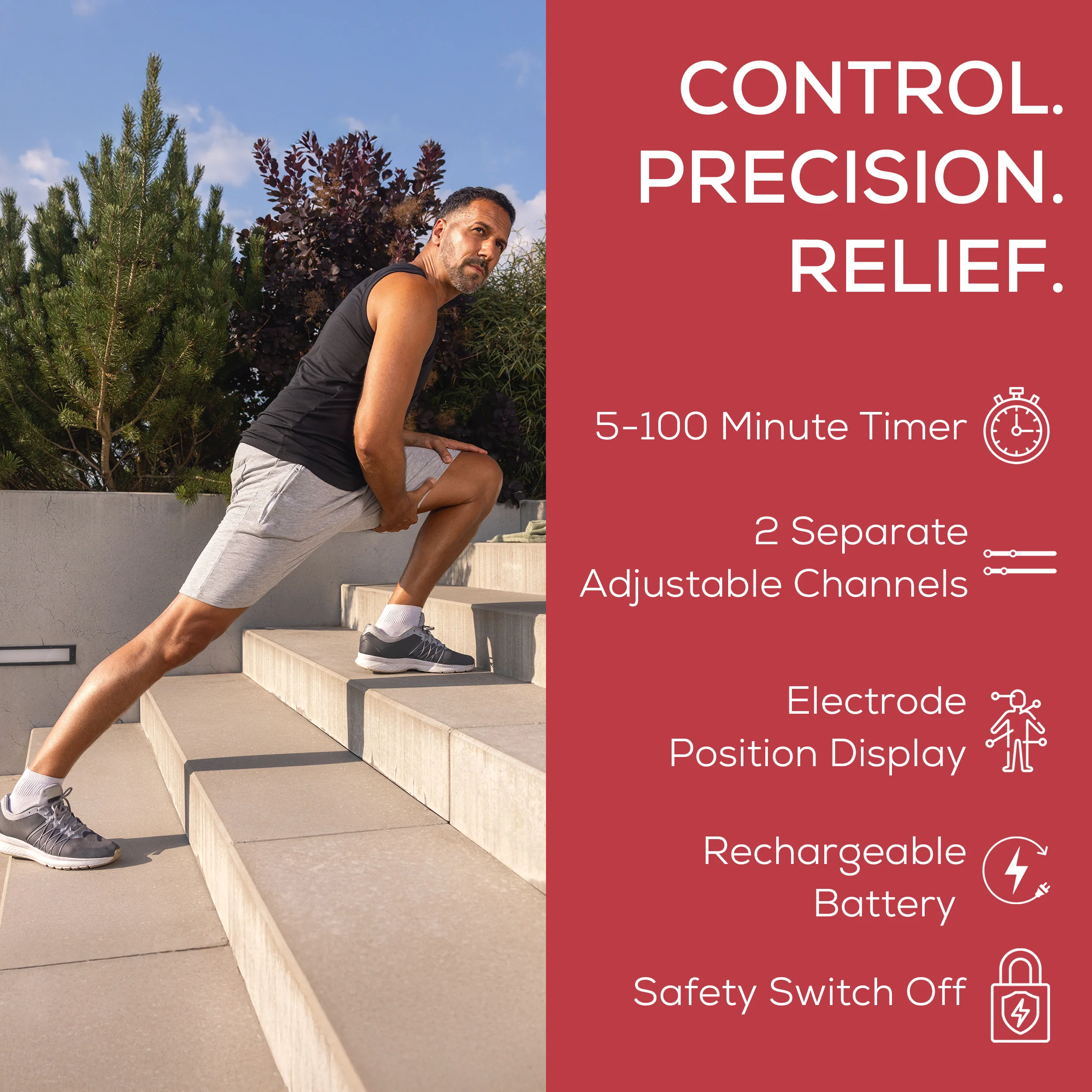 3-in-1 TENS EMS Unit with Heat Therapy | Pain Relief & Muscle Stimulation Device - Image 8