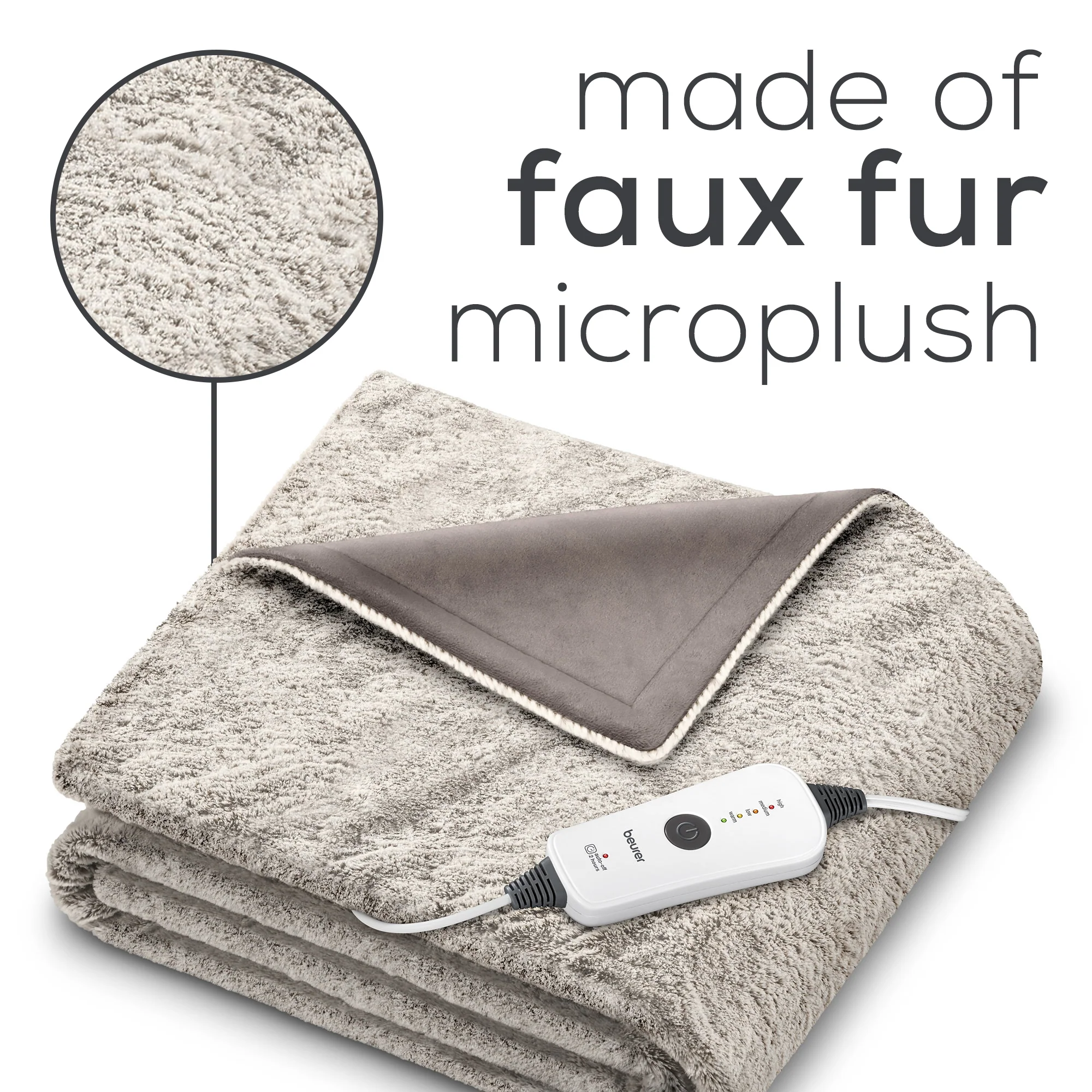 Nordic Lux Faux Fur Heated Electric Blanket, HD71N - Image 3