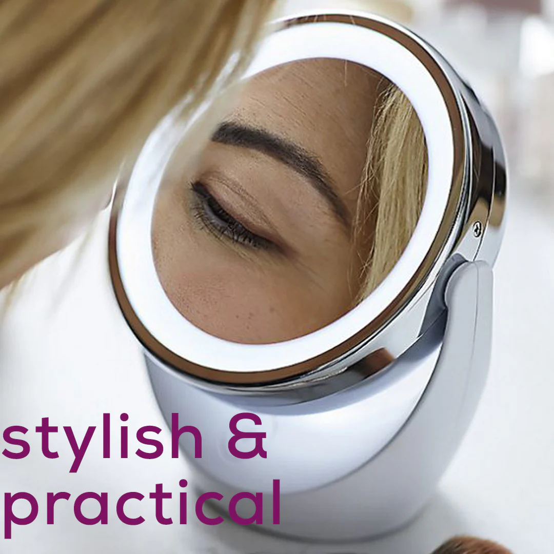 LED Lighted Cosmetic Mirror | Double Sided with 5x Magnification - Image 11