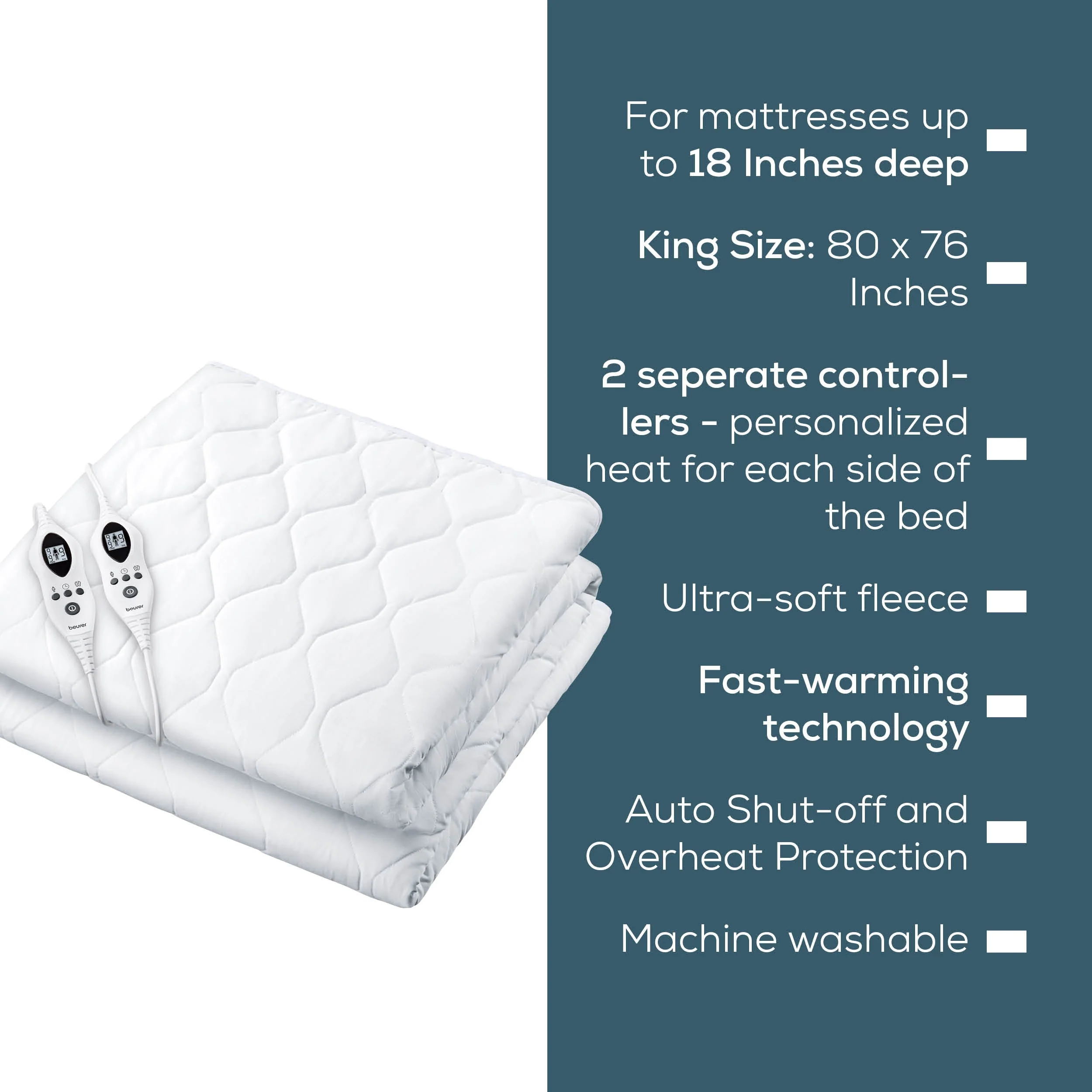 Heated Mattress Pad King Size, UWB80 - Image 7