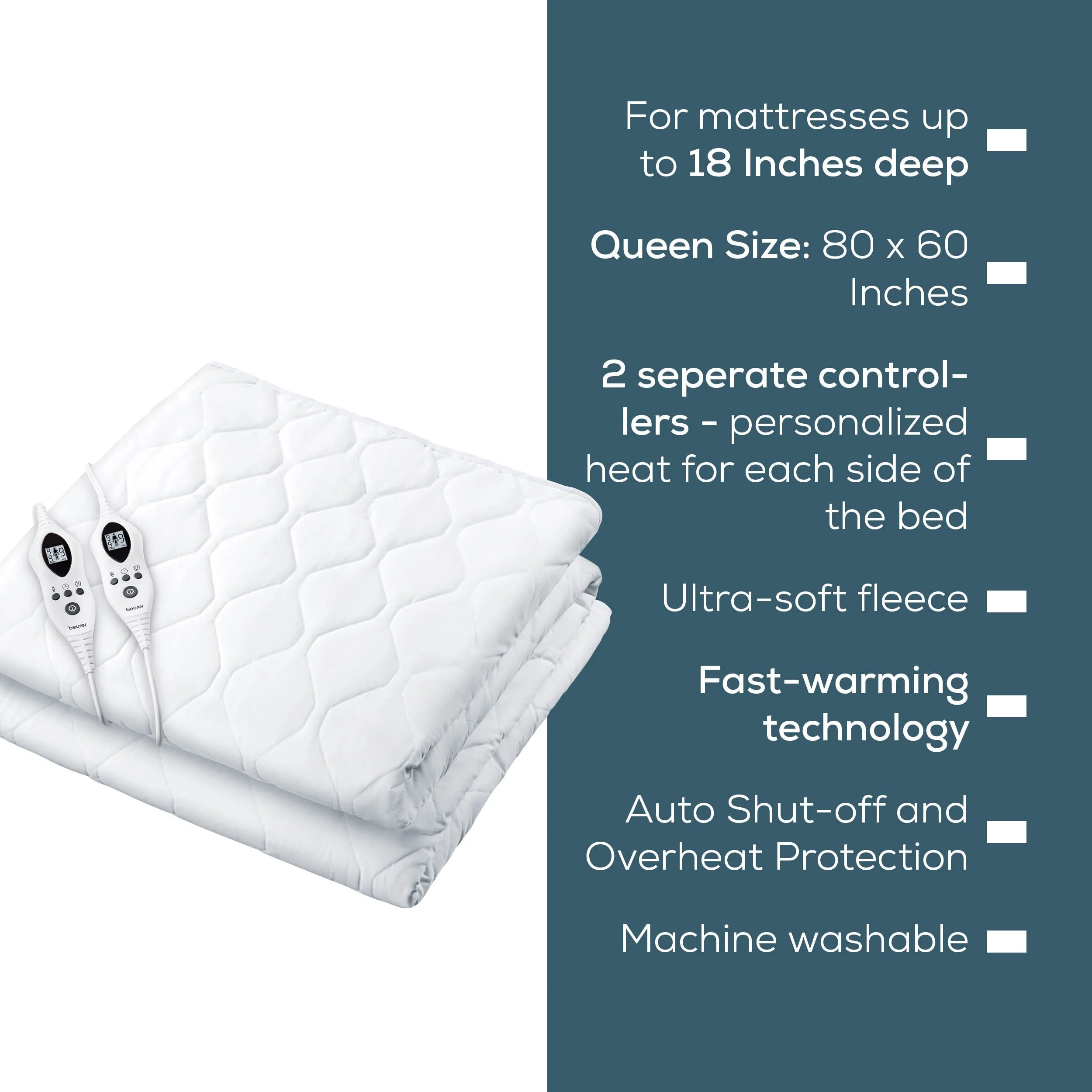 Heated Mattress Pad Queen Size, UWB70 - Image 7